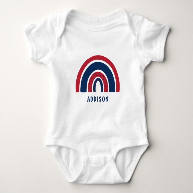 Cute Rainbow Unique Boy Personalised Custom Name Baby Bodysuit (Front)