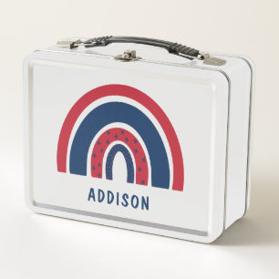 Cute Rainbow Unique Boy Personalised Custom Name Metal Lunch Box
