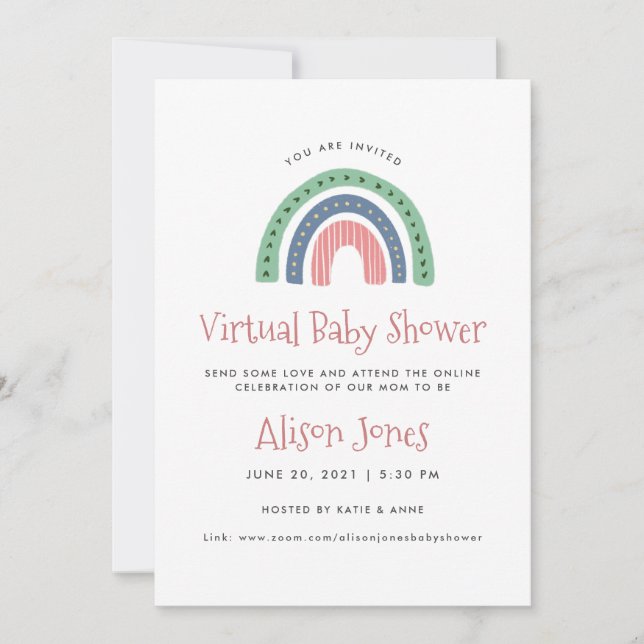 Cute Rainbow Virtual Baby Shower Announcement (Front)
