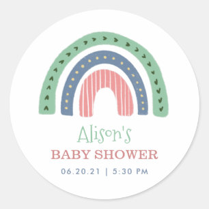 Cute Rainbow Virtual Baby Shower Classic Round Sticker
