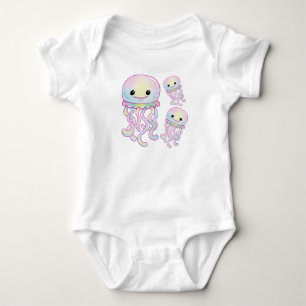 Cute Rainbow Watercolour Jellyfish Baby Bodysuit