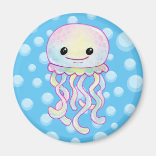 Cute Rainbow Watercolour Jellyfish Magnet