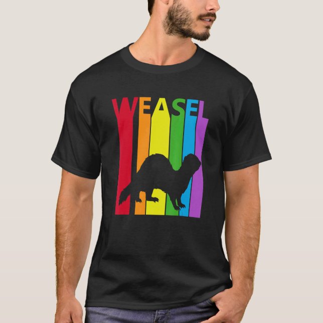 Cute Rainbow Weasel Animal T-Shirt (Front)