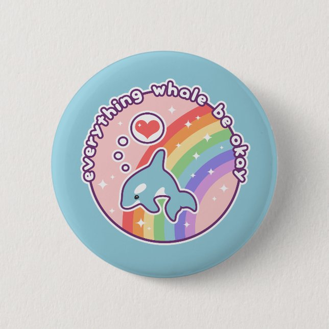 Cute Rainbow Whale 6 Cm Round Badge (Front)