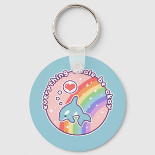 Cute Rainbow Whale Key Ring