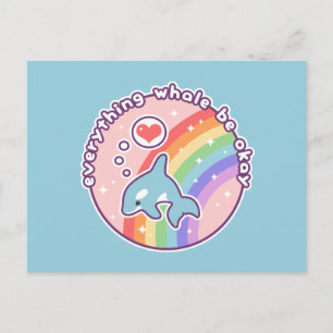 Cute Rainbow Whale Postcard
