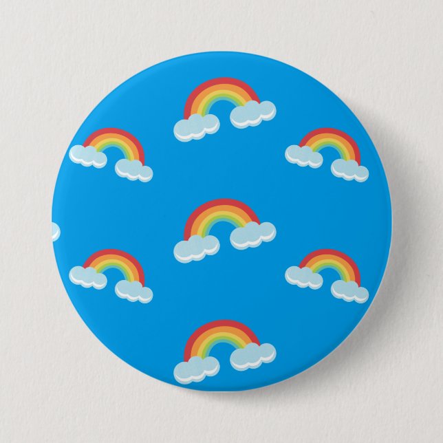 Cute Rainbow with Clouds Pattern 7.5 Cm Round Badge (Front)