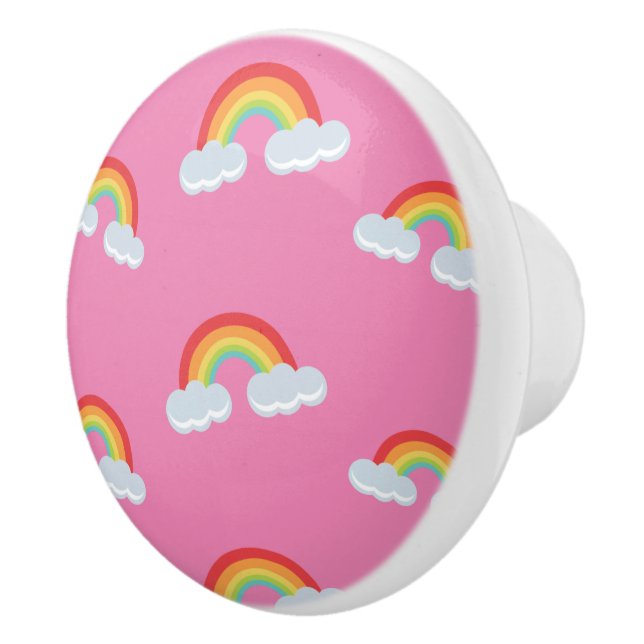 Cute Rainbow with Clouds Pattern Ceramic Knob (Right)