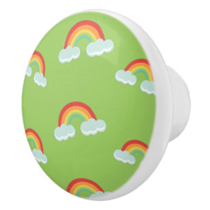 Cute Rainbow with Clouds Pattern Ceramic Knob