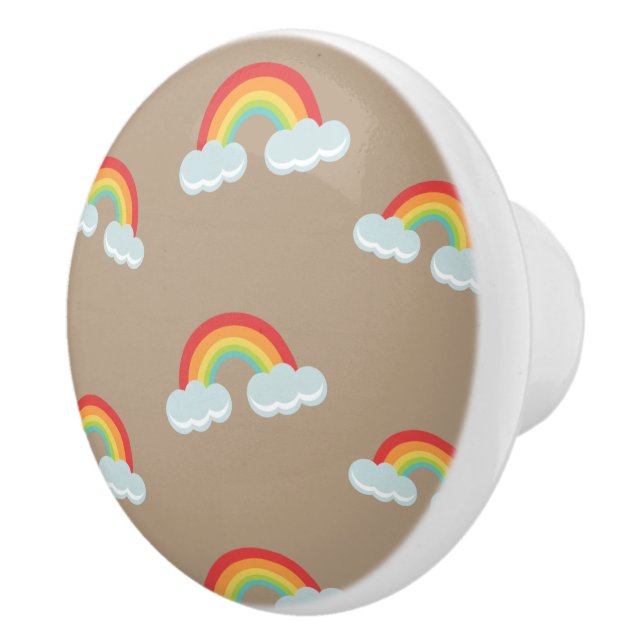 Cute Rainbow with Clouds Pattern Ceramic Knob (Right)
