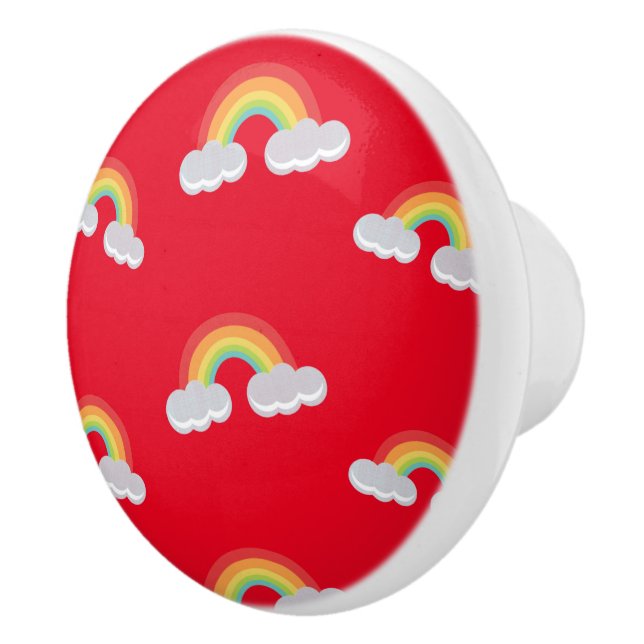 Cute Rainbow with Clouds Pattern Ceramic Knob (Right)
