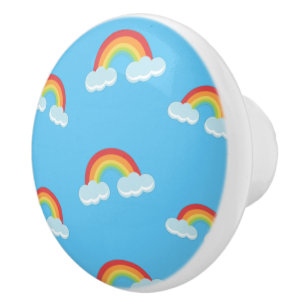 Cute Rainbow with Clouds Pattern Ceramic Knob