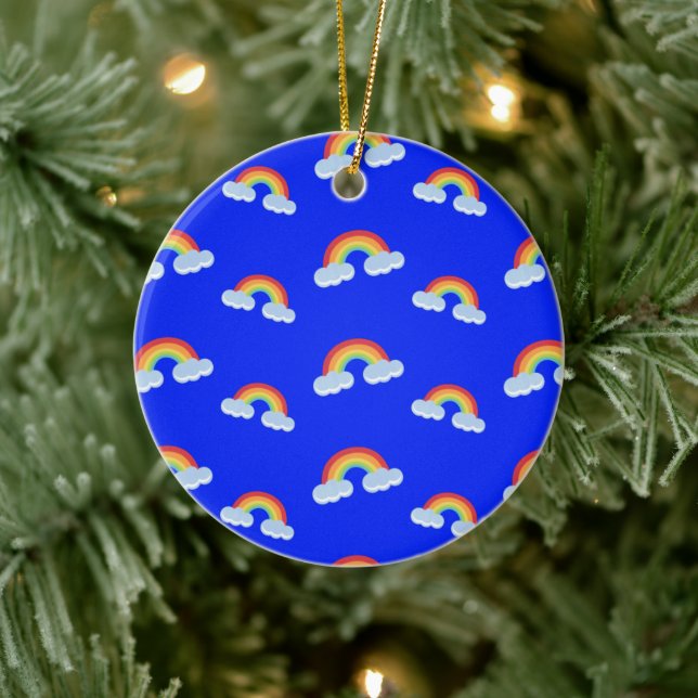 Cute Rainbow with Clouds Pattern Ceramic Tree Decoration (Tree)