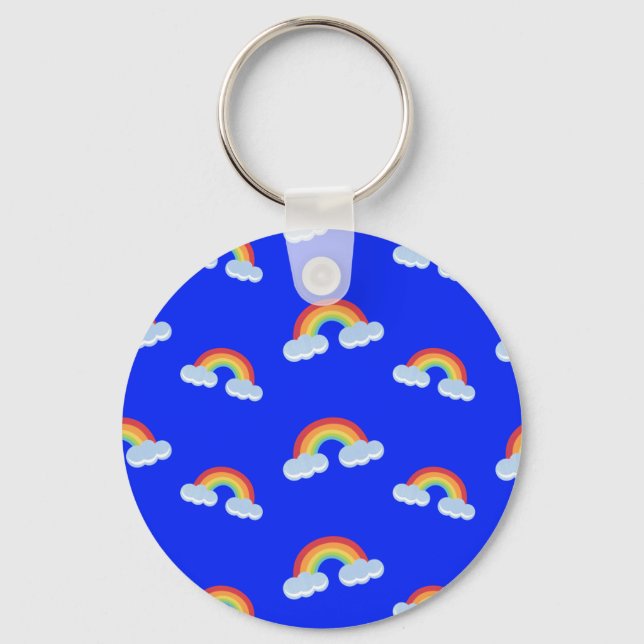 Cute Rainbow with Clouds Pattern Key Ring (Front)
