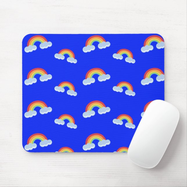 Cute Rainbow with Clouds Pattern Mouse Mat (With Mouse)