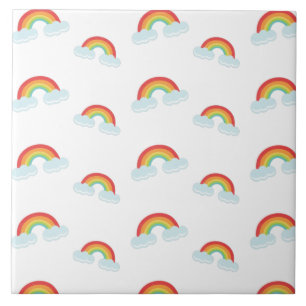Cute Rainbow with Clouds Pattern Tile