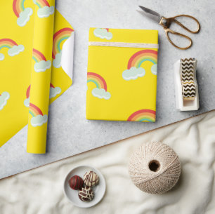 Cute Rainbow with Clouds Pattern Wrapping Paper