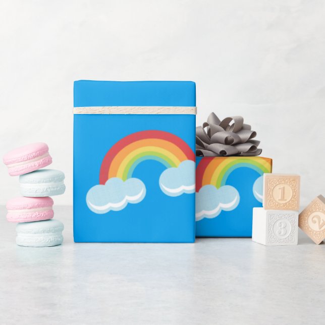 Cute Rainbow with Clouds Pattern Wrapping Paper (Baby Shower)