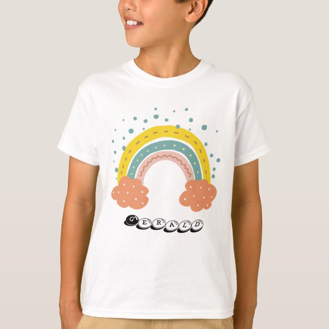 Cute Rainbow With Clouds T-Shirt (Front)