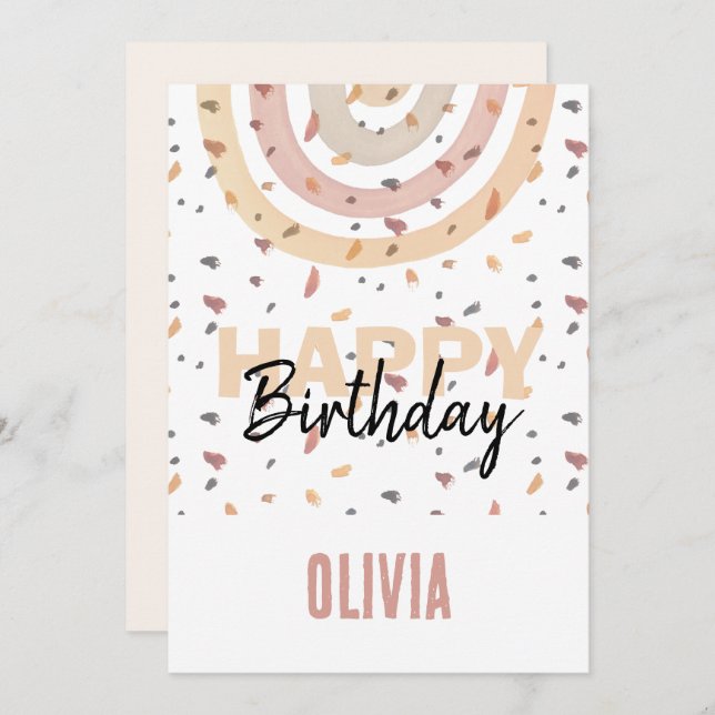 Cute Rainbow With Splash Flakes Watercolor Card (Front/Back)