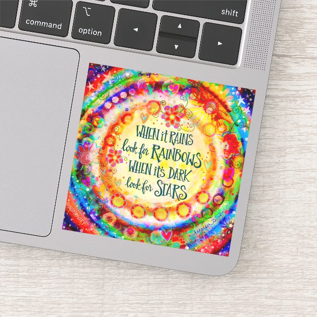 Cute Rainbows and Stars Quote Colourful Inspirivit (Detail)