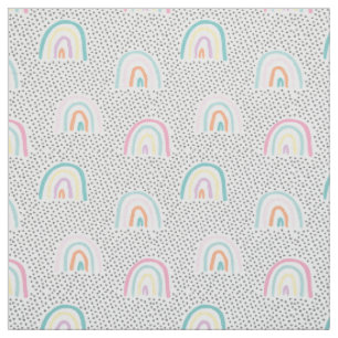 Cute rainbows and tiny dots in pastel colours fabric