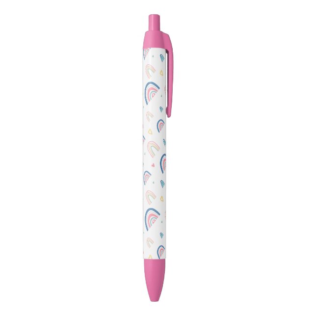 Cute Rainbows & Hearts Pattern Black Ink Pen (Bottom (Vertical))