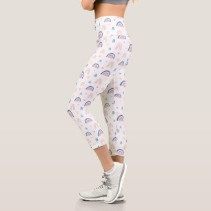 Cute Rainbows & Hearts Pattern Capri Leggings