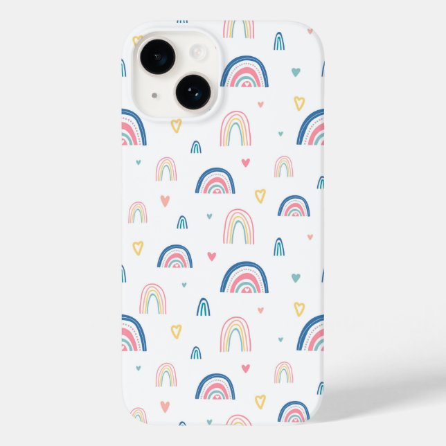 Cute Rainbows & Hearts Pattern Case-Mate iPhone Case (Back)