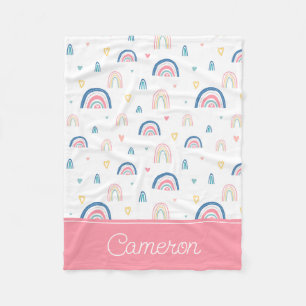 Cute Rainbows & Hearts Pattern Fleece Blanket