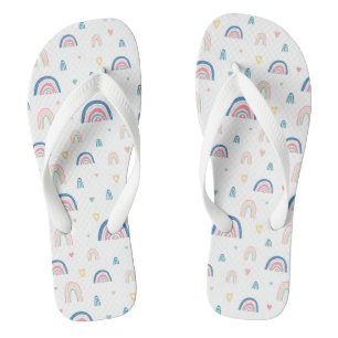 Cute Rainbows & Hearts Pattern Flip Flops