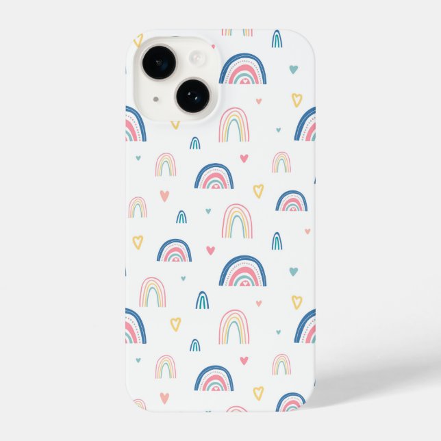 Cute Rainbows & Hearts Pattern iPhone Case (Back)