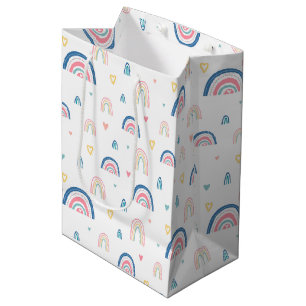 Cute Rainbows & Hearts Pattern Medium Gift Bag