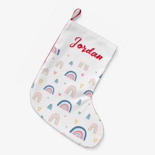 Cute Rainbows & Hearts Pattern Small Christmas Stocking