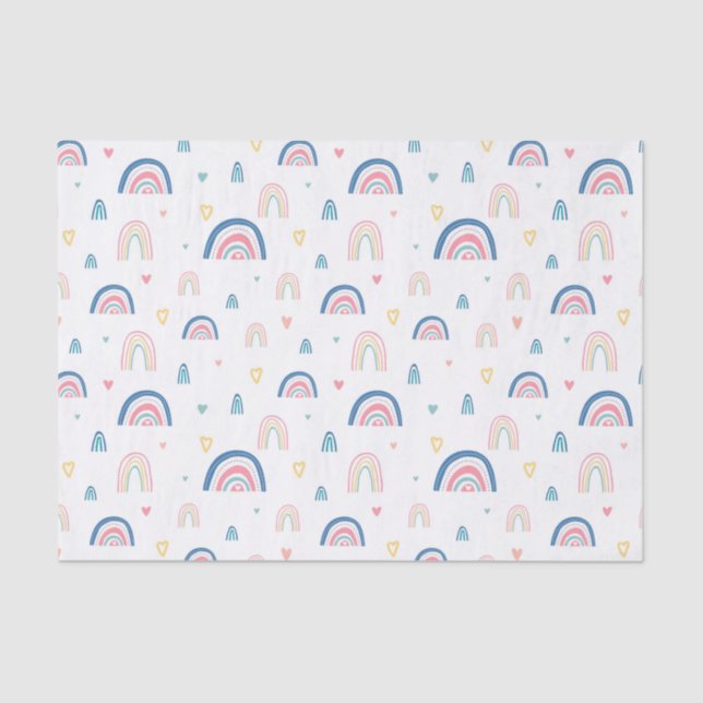 Cute Rainbows & Hearts Pattern Tissue Paper (Front)