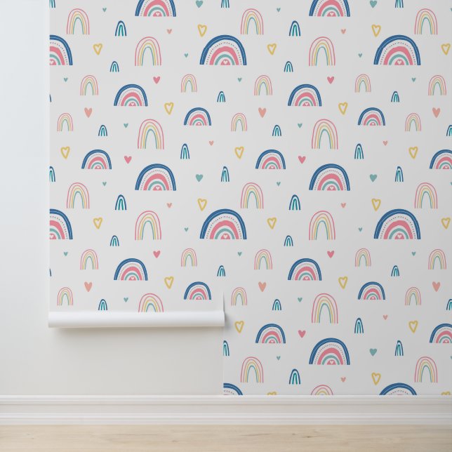 Cute Rainbows & Hearts Pattern Wallpaper (Application)