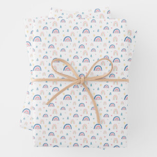 Cute Rainbows & Hearts Pattern Wrapping Paper Sheet