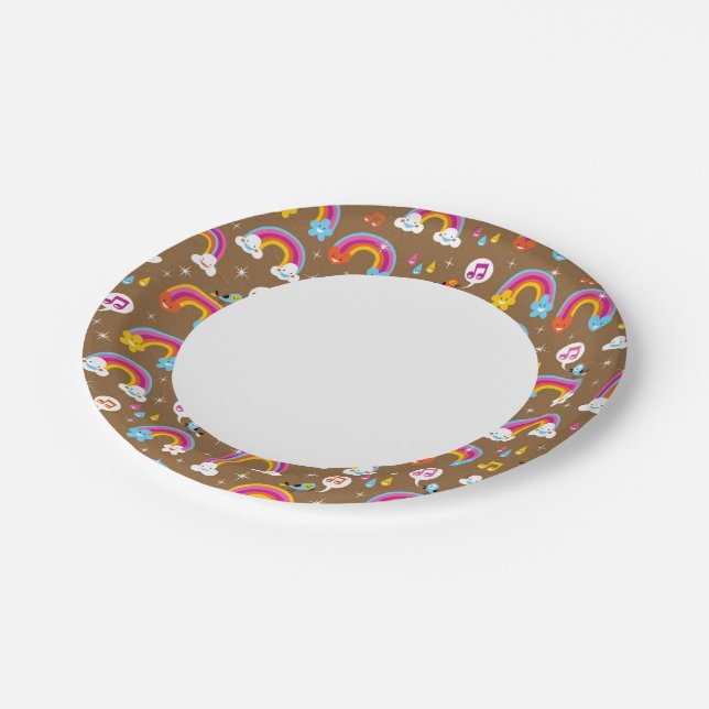 cute rainbows pattern paper plate (Angled)