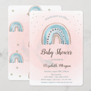 Cute Rainbows Stars Baby Shower Invitation