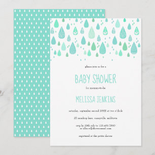 Cute Raindrops Baby Shower / Sprinkle Invitation