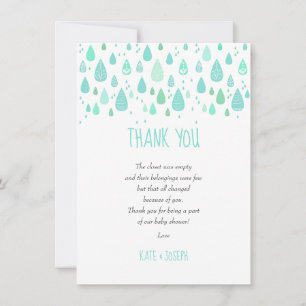 Cute Raindrops Baby Shower Thank You Poem Card