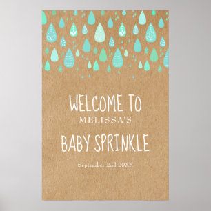 Cute Raindrops Baby Sprinkle / Shower Boho Welcome Poster