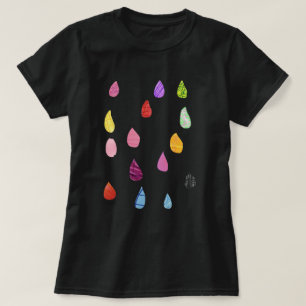 Cute raindrops colourful rain art T-Shirt