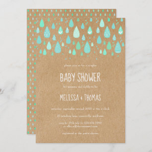 Cute Raindrops Couples Baby Shower / Sprinkle Invitation