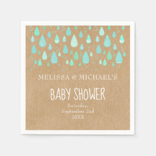 Cute Raindrops Couples Baby Shower/Sprinkle Rustic Napkin