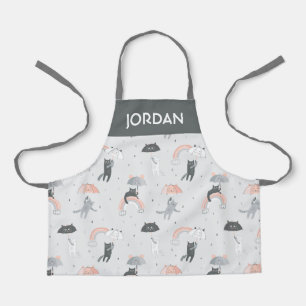 Cute Raining Cats Pattern Apron