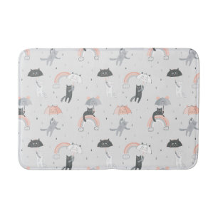 Cute Raining Cats Pattern Bath Mat