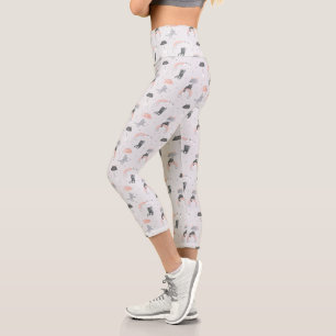 Cute Raining Cats Pattern Capri Leggings