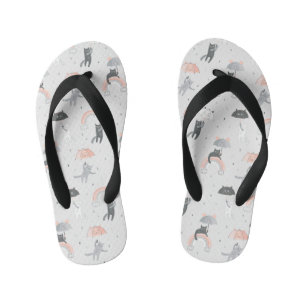 Cute Raining Cats Pattern Kid's Flip Flops