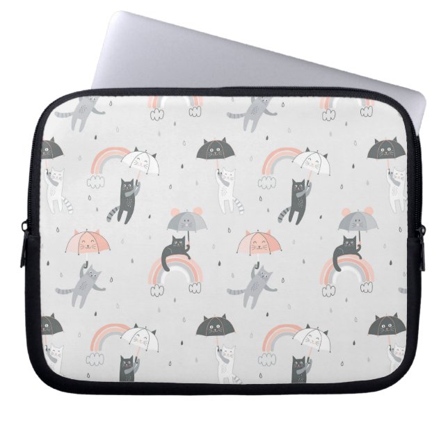 Cute Raining Cats Pattern Laptop Sleeve (Front)